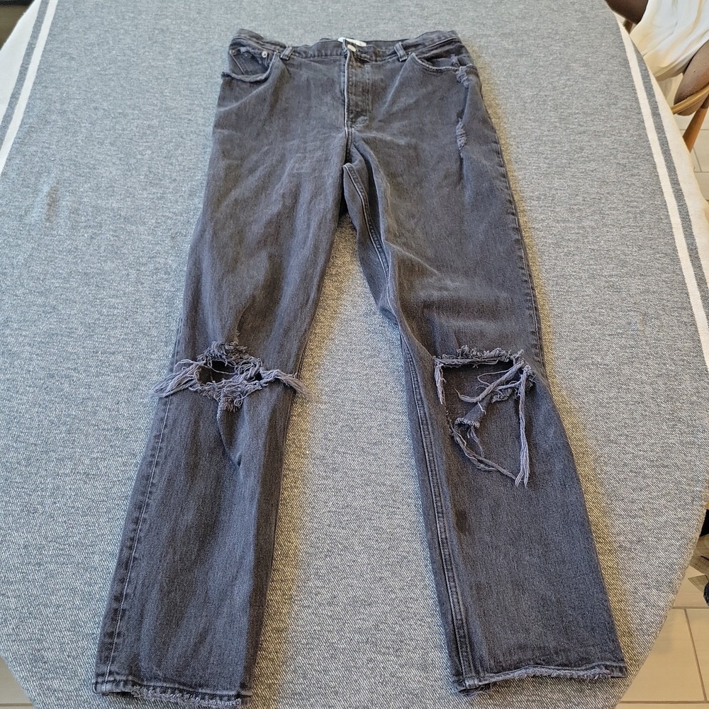 Abercrombie & Fitch 90s Straight Jeans Curve Love Ultra High Rise Black 32 14L